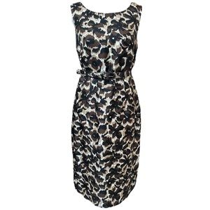 SOLD‼️Talbots Leopard Print Sleeveless Midi Silk Belted Pencil Dress